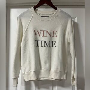 Z Supply Wine Time Cream Long Sleeve Sweatshirt Size Small
